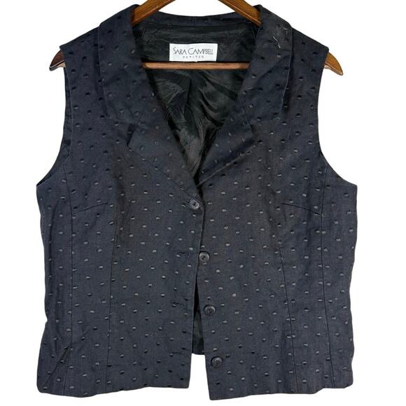 Sara Campbell Petites Black Textured Linen Button Front Vest Women’s Small - Picture 1 of 6